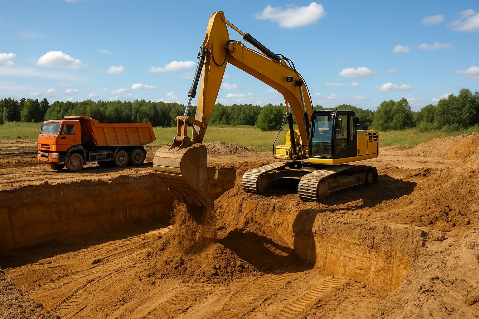 Preparation of pits and soil cushion